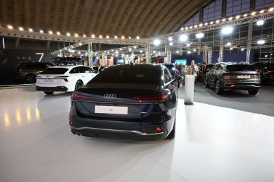 Rear view showcasing dual exhaust and LED tail lights