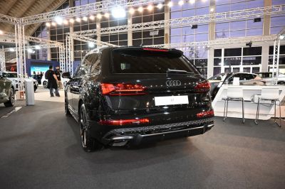 Rear of black SUV with LED taillights and sporty bumper