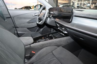 Modern car interior with digital dashboard and touchscreen display