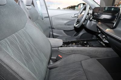 Modern premium car interior with advanced dashboard and seating