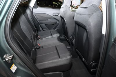 Rear seat interior with black upholstery and spacious legroom