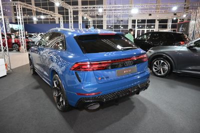 Rear SUV view with LED tail lights and large exhaust tips