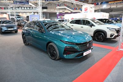 Front view of new hatchback with vertical grille and full LED headlights