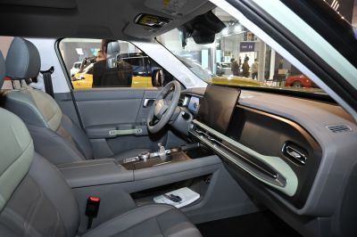 Modern interior with digital dashboard and leather seats