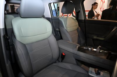 Two-tone leather seats and center console with controls