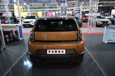 Rear of a compact hatchback with modern taillights and bold styling