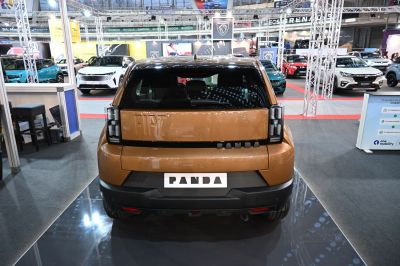 Rear view with distinctive taillights and compact design