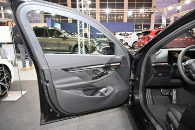 Front door panel with controls and trim