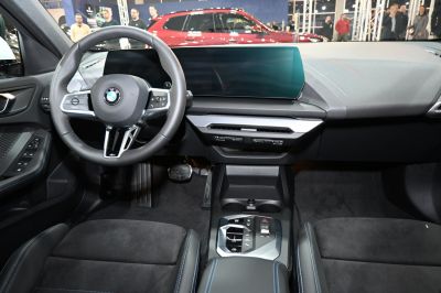 Modern dashboard and steering wheel with digital display