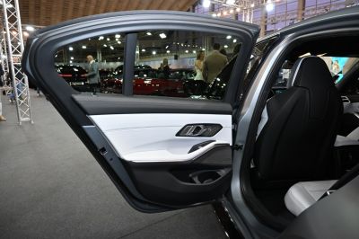Two-tone rear door interior with modern handle and trim