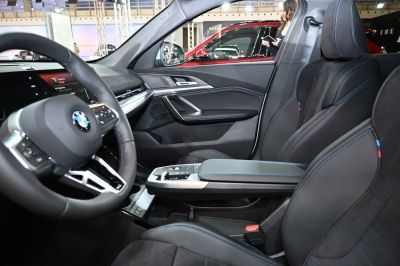 Sporty leather seats and modern dashboard with digital display