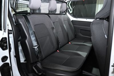Spacious rear seat interior with three seats and headrests