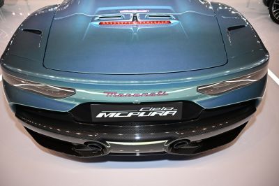 Close-up of MCPURA Cielo rear tail lights and exhaust pipes
