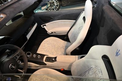 Luxury interior with carbon fiber trim and sports bucket seats