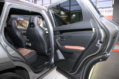 Rear passenger seats and door panel interior details