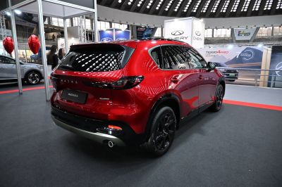 Rear view of SUV with black alloy wheels and distinct taillights