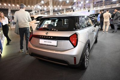 Rear view of a 3-door hatchback with distinctive geometric rear lights and modern styling