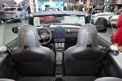 Convertible interior view with sporty seats and modern dashboard