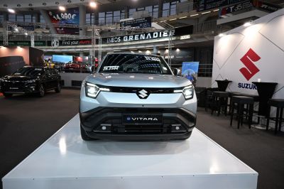 Front view with LED headlights and modern grille design