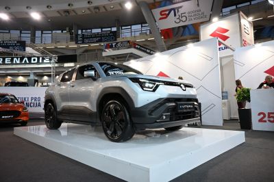 Electric SUV with LED headlights and black alloy wheels