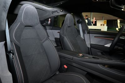 Premium sport seats with detailed stitching in black upholstery