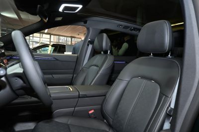 Black leather front seats with illuminated trim