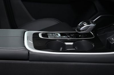 Crystal gear shifter and modern center console with control buttons