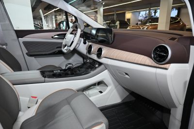 Modern dashboard with digital display and ergonomic steering wheel