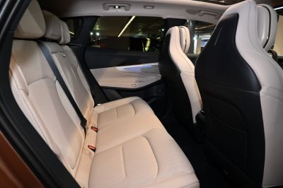 Rear seat interior with premium upholstery and spacious design