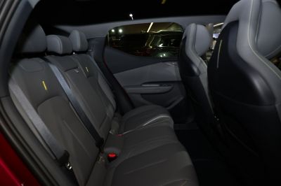 Rear seating interior with premium upholstery and ergonomic design