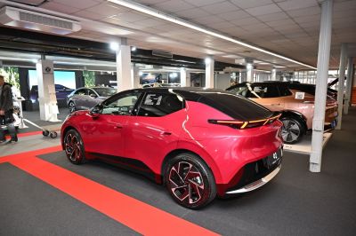 Sleek rear design with unique LED tail lights and distinctive alloy wheels.