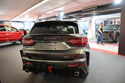 Rear view of SUV with sporty diffuser and dual exhaust tips