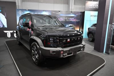 Bold grille and rectangular headlights on a robust SUV front