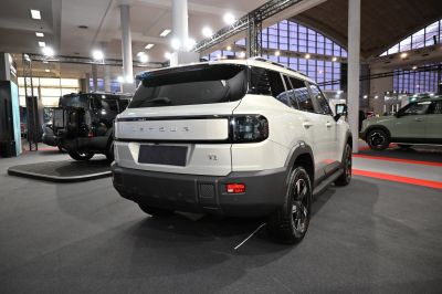 Rear view of an SUV with LED taillights and rugged design