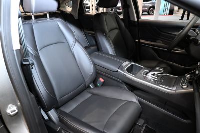 Leather front seats and sleek center console design