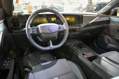 Digital dashboard and large touchscreen infotainment system in car interior