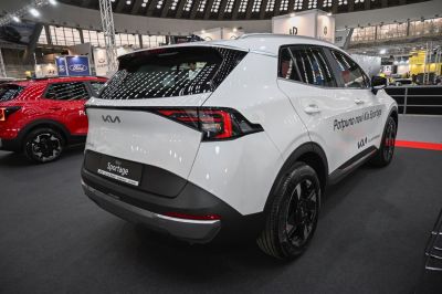 Rear and side view of white SUV with modern LED rear lights and sporty wheels