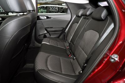 Rear seat interior with premium upholstery and spacious layout