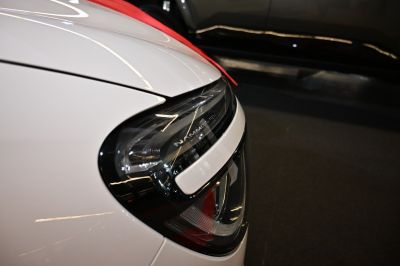 Close-up of modern sleek car headlight