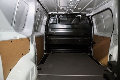 Spacious, well-protected cargo area with black bulkhead and panel lining.
