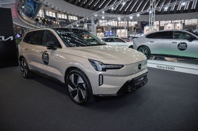 Electric SUV with LED headlights and innovative alloy wheels