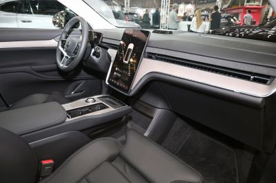 Digital dashboard and large vertical touchscreen in modern car interior