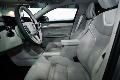 Spacious ergonomic seats and modern steering wheel with controls