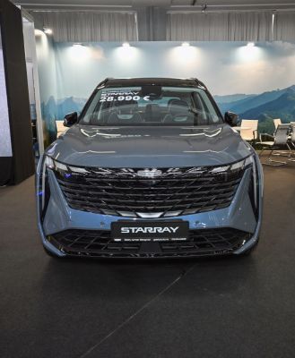 Front grille and LED headlights of a modern SUV
