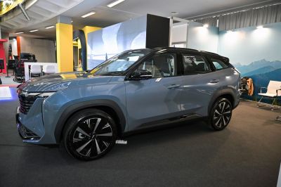 Modern SUV with futuristic front fascia and stylish alloy wheels