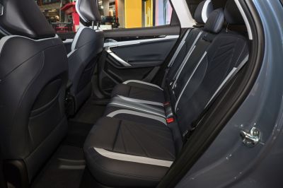 Modern rear seat interior with premium upholstery and spacious legroom