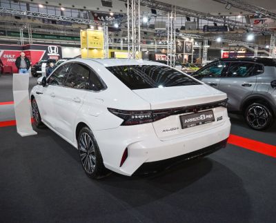 Rear hybrid sedan with LED lights and alloy wheels