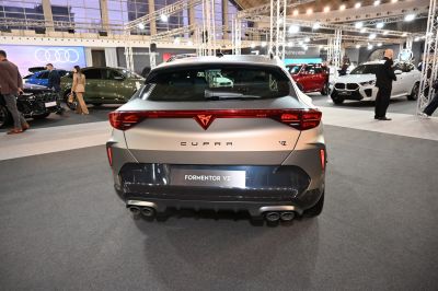 Rear view with LED taillights and quad exhaust pipes