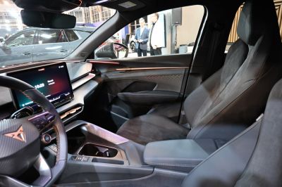 Digital dashboard and sporty bucket seats with ambient lighting