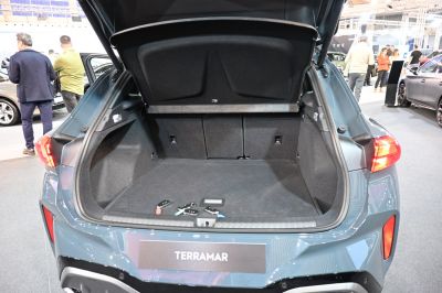 Open trunk with spacious cargo area and modern interior lining